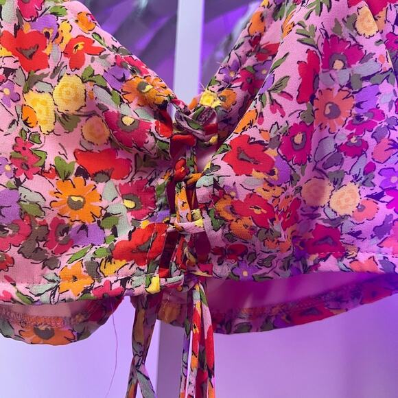 Wild Fable Pink Floral Puff Sleeve Blouse - Picture 3 of 4